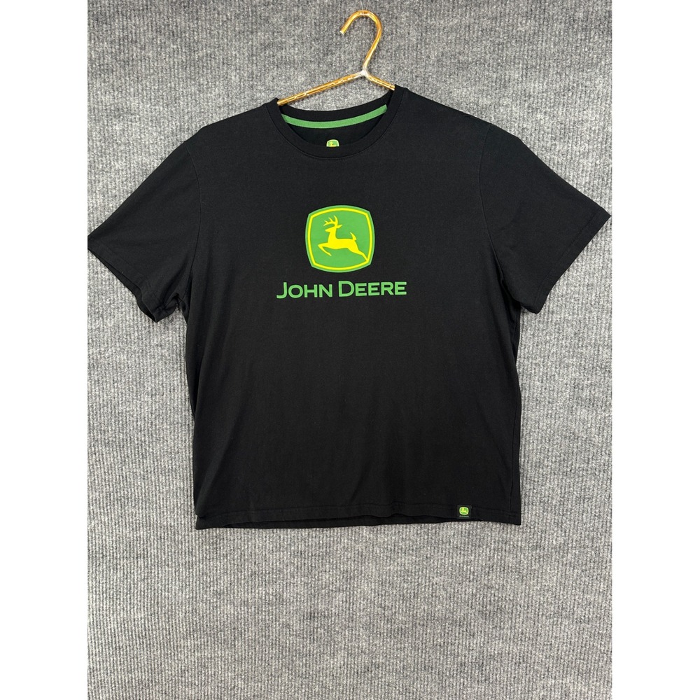 John Deere T-Shirt Mens XXL Black Excellent Logo Graphic Tee JSM241KC21K005